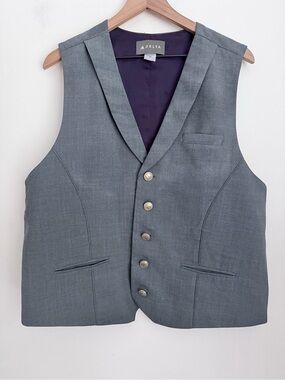 Delta Airlines Flight Attendant Vest Uniform Grey men wool blend 46